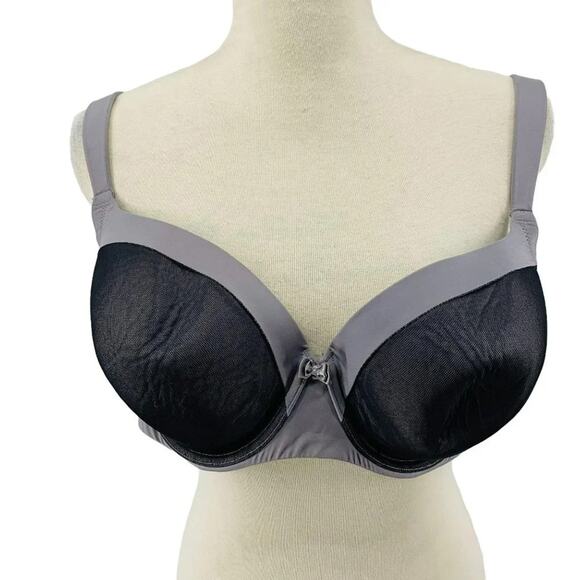 Torrid Black Mesh Balconette Bra Grey Underwire Lightly Lined 46B - Picture 2 of 10